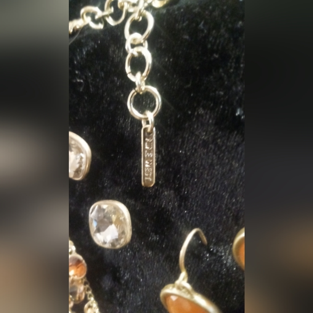 Nine West Necklace peach crystal cut glass beaded .layered gold tone necklace - Picture 5 of 8